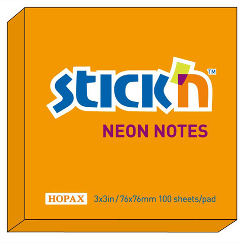 Notes samoprzylepny 76x76 100k. neon pomarańczowy Stick"N